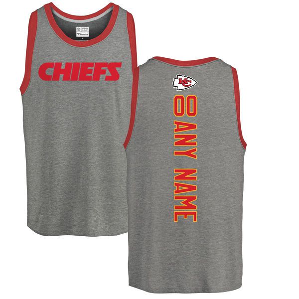 Men Kansas City Chiefs NFL Pro Line by Fanatics Branded Ash Custom Backer Tri-Blend Tank Top T-Shirt->nfl t-shirts->Sports Accessory